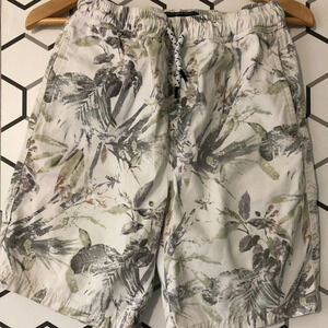 Ocean Current Elastic Waist Shorts Tropical Print Shorts Size  Large